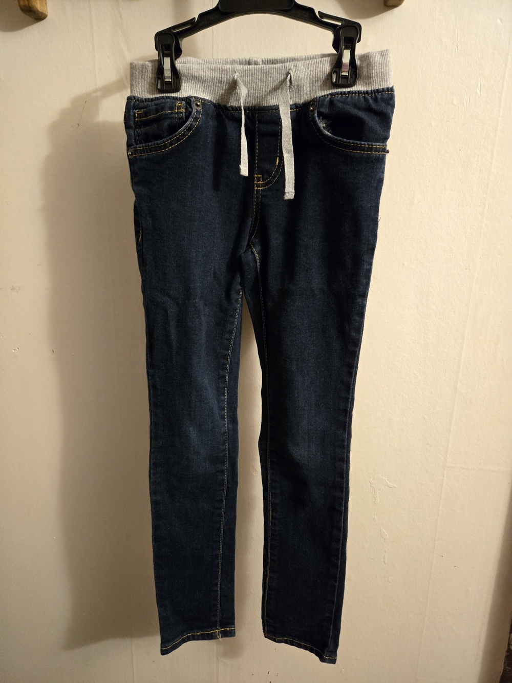 Cat & Jack Navy Denim Jeggings with Gray Knit Waistband